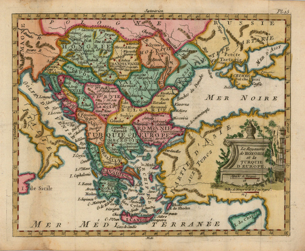 65-Hungary, Balkans, Turkey and Greece Map By Joseph De La Porte