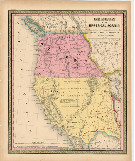 20-Southwest, Rocky Mountains and California Map By Samuel Augustus Mitchell