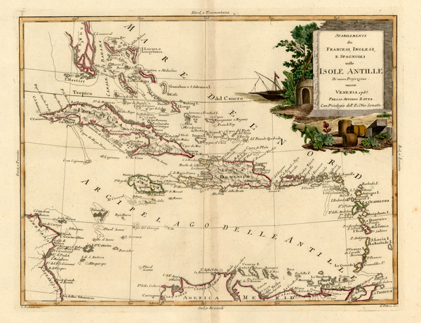 11-Southeast and Caribbean Map By Antonio Zatta