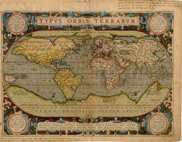 18-World and World Map By Abraham Ortelius