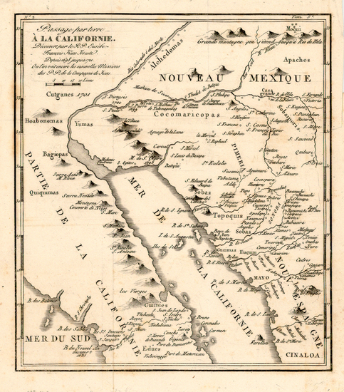 90-Southwest, Mexico, Baja California and California Map By Fr. Eusebio Kino