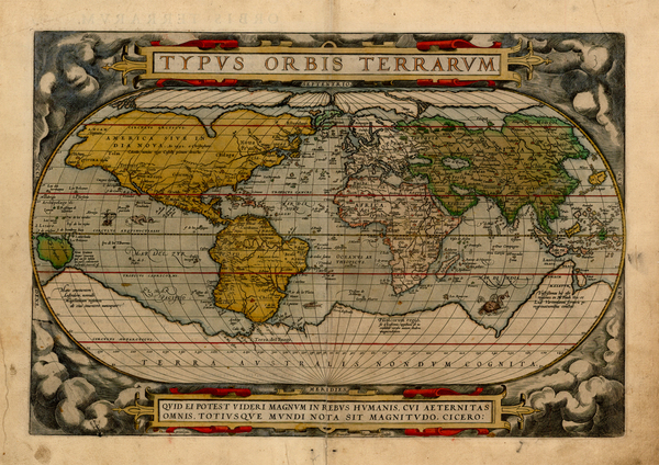 31-World and World Map By Abraham Ortelius