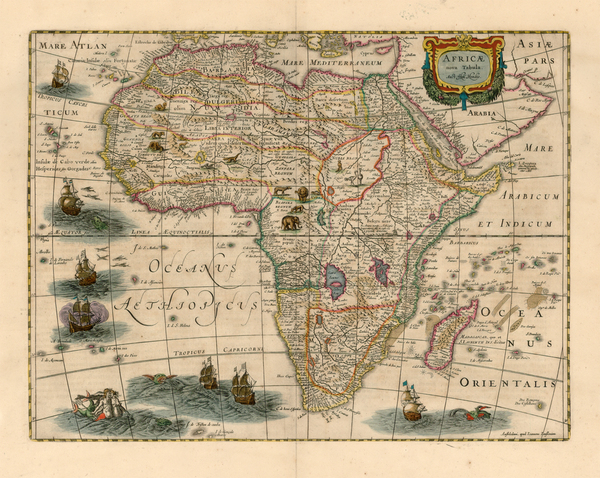 49-Africa and Africa Map By Henricus Hondius / Jan Jansson