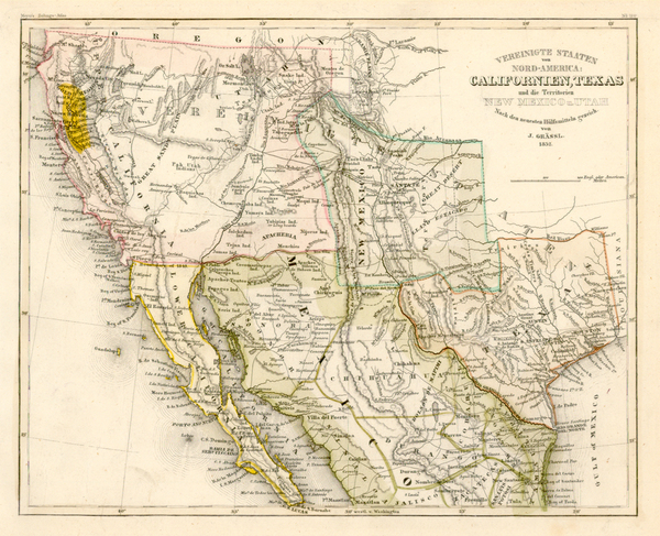 97-Texas, Southwest, Rocky Mountains, Mexico and California Map By Joseph Meyer