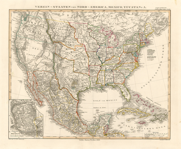 29-United States, Texas and Mexico Map By Adolf Stieler