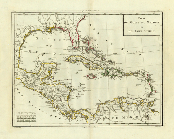 5-South, Southeast, Texas, Mexico, Caribbean and Central America Map By Mentelle  &  Pierre-G