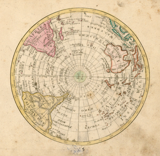 7-World, Southern Hemisphere and Polar Maps Map By Johann Walch