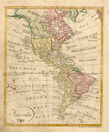 40-South America and America Map By Johann Walch