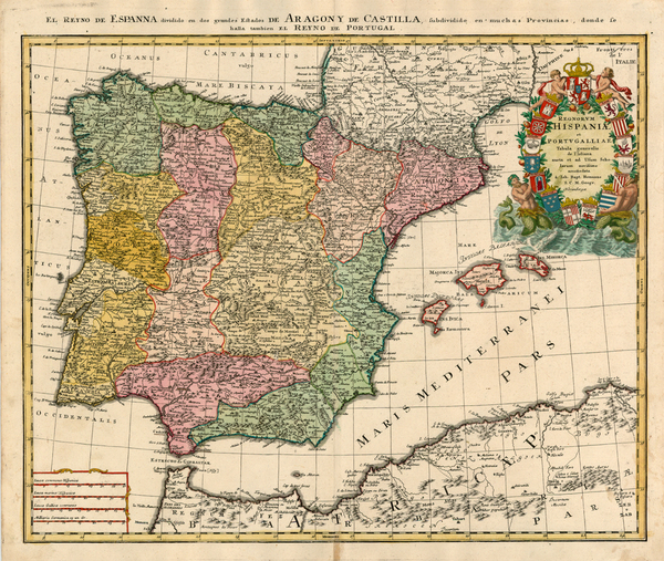 79-Europe, Spain and Portugal Map By Johann Baptist Homann