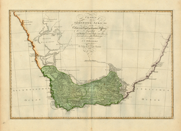 55-Africa and South Africa Map By Iohann Matthias Christoph Reinecke