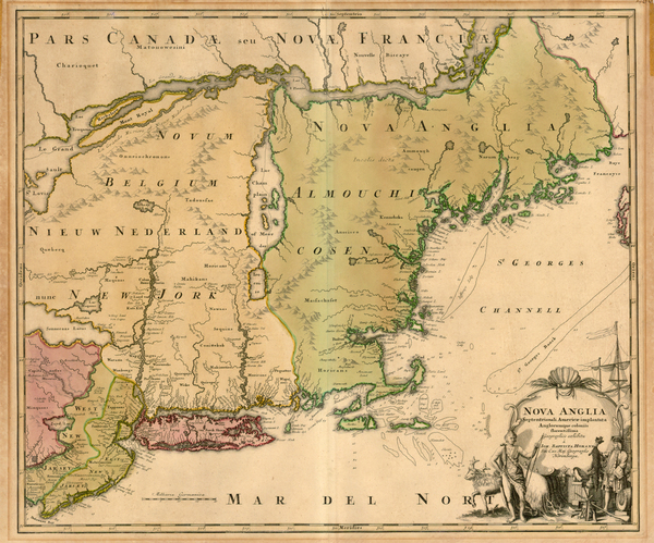 87-New England and Mid-Atlantic Map By Johann Baptist Homann