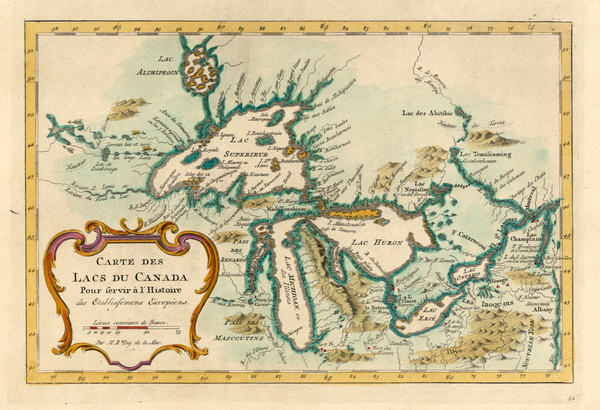 28-Midwest and Canada Map By Jacques Nicolas Bellin