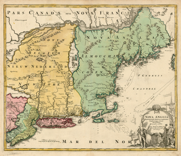 21-New England and Mid-Atlantic Map By Johann Baptist Homann