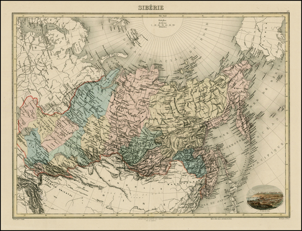 72-Polar Maps, Alaska, Central Asia & Caucasus and Russia in Asia Map By J. Migeon