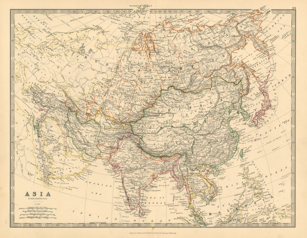 36-Asia and Asia Map By W. & A.K. Johnston