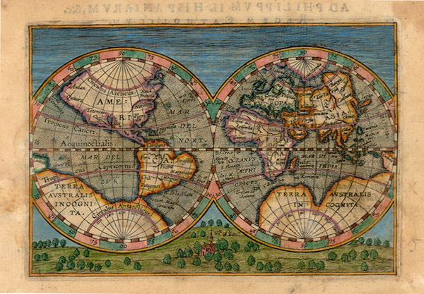 41-World and World Map By Abraham Ortelius / Johannes Baptista Vrients