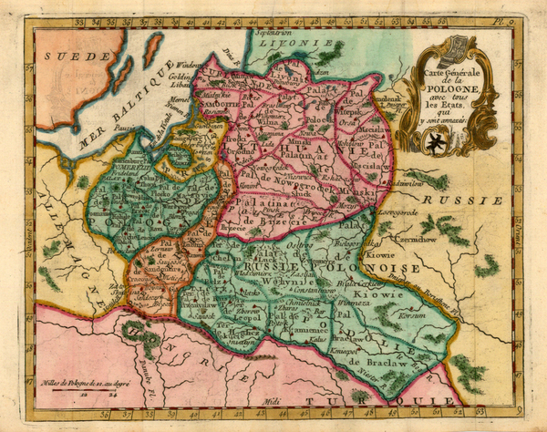 38-Europe, Poland, Russia and Baltic Countries Map By Joseph De La Porte