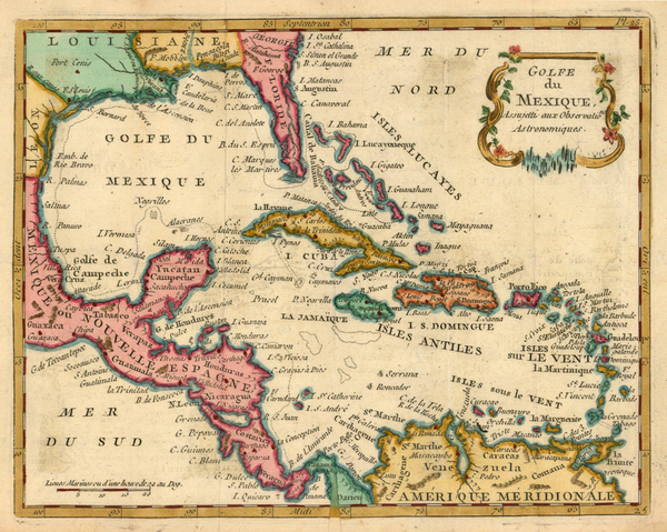 59-South, Southeast, Mexico, Caribbean and Central America Map By Joseph De La Porte