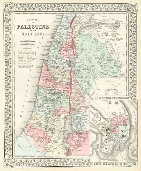 3-Asia, Middle East and Holy Land Map By Samuel Augustus Mitchell Jr.