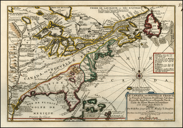 68-United States and Canada Map By Nicolas de Fer