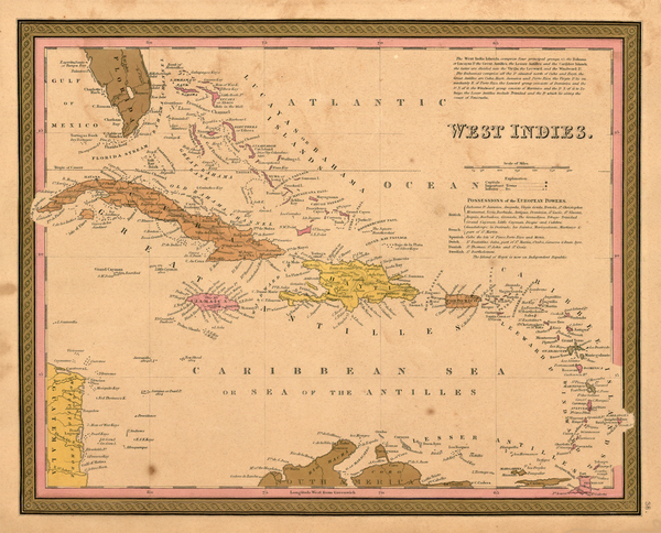 15-Southeast and Caribbean Map By Samuel Augustus Mitchell