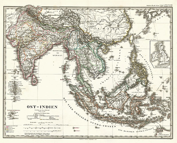 73-Asia, China, India, Southeast Asia and Philippines Map By Adolf Stieler