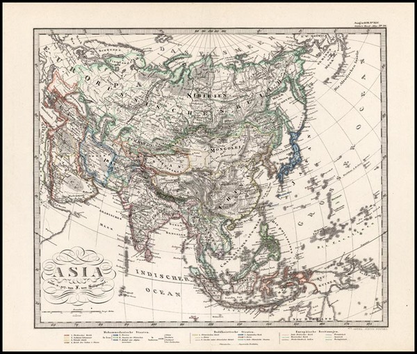 50-Asia and Asia Map By Adolf Stieler