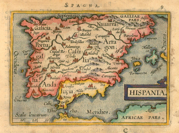 15-Spain and Portugal Map By Abraham Ortelius / Johannes Baptista Vrients