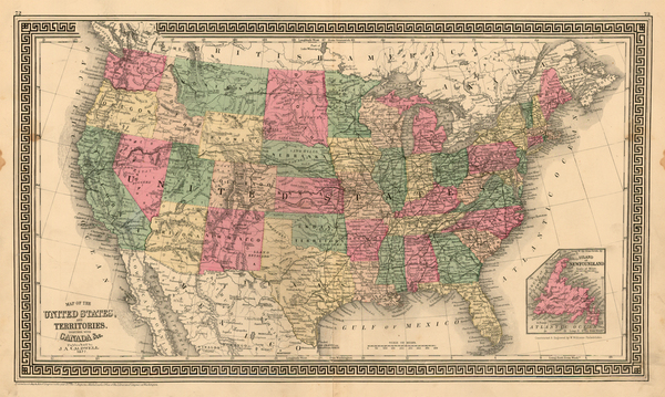 38-United States Map By Samuel Augustus Mitchell Jr.