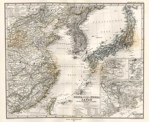 45-Asia, China, Japan and Korea Map By Adolf Stieler