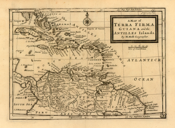 1-Caribbean and South America Map By Herman Moll