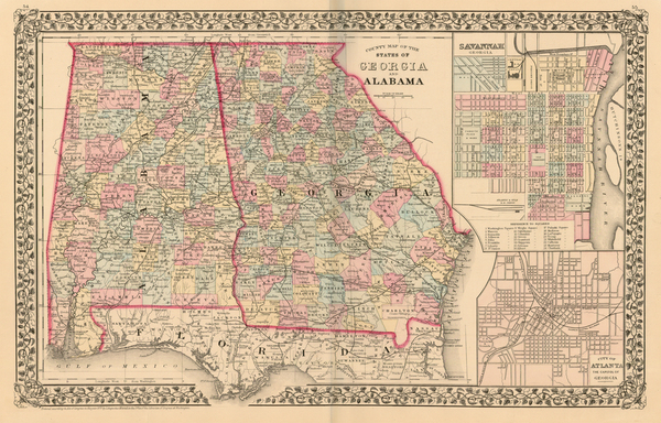 70-South and Southeast Map By Samuel Augustus Mitchell Jr.