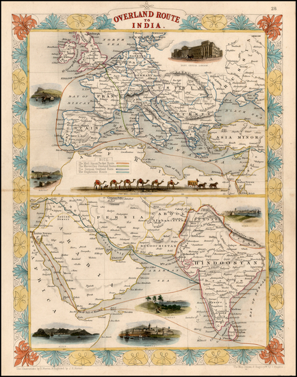 48-Europe, Europe, Asia, India, Central Asia & Caucasus and Middle East Map By John Tallis