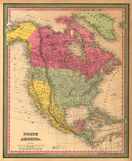 80-North America Map By Samuel Augustus Mitchell