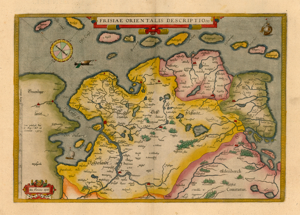 94-Netherlands and Germany Map By Abraham Ortelius