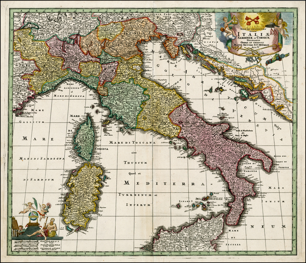 24-Europe, France and Italy Map By Matthaus Seutter