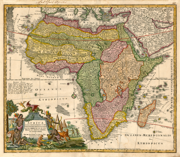 74-Africa and Africa Map By Matthaus Seutter