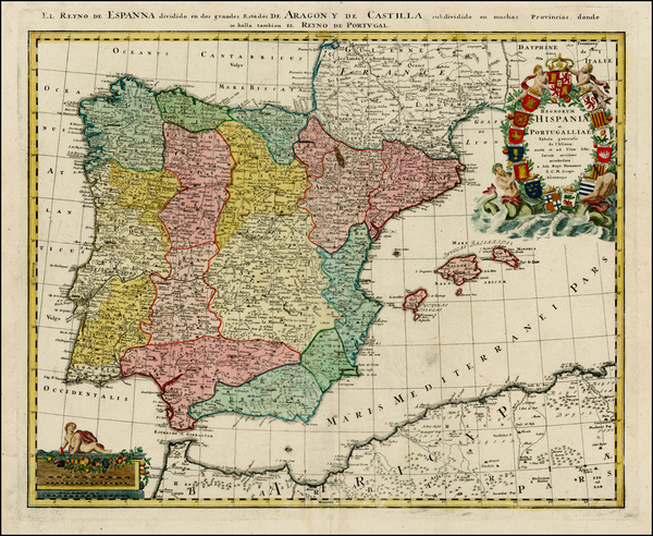 11-Spain and Portugal Map By Johann Baptist Homann