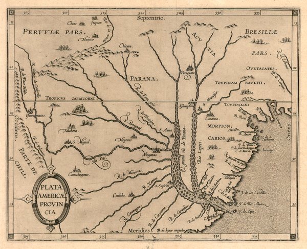 70-South America Map By Cornelis van Wytfliet