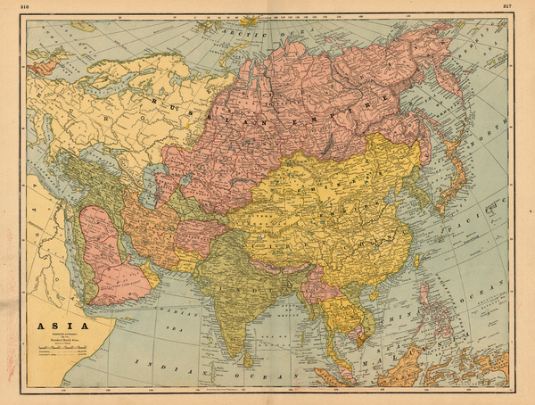 43-Asia and Asia Map By George F. Cram