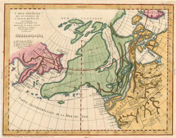 64-World, Polar Maps, Alaska, North America and Canada Map By Denis Diderot / Didier Robert de Vau