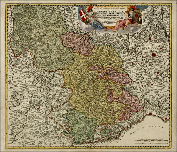 44-Switzerland, France and Italy Map By Johann Baptist Homann