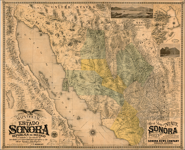 52-Southwest, Mexico, Baja California and California Map By Charles E. Herbert