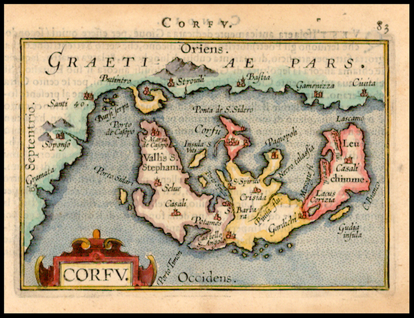 68-Balearic Islands and Greece Map By Abraham Ortelius / Johannes Baptista Vrients