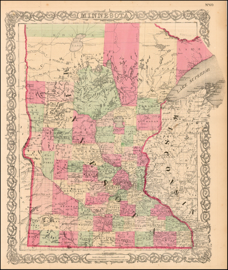 32-Midwest Map By G.W.  & C.B. Colton