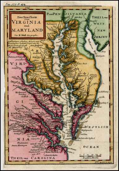 21-Mid-Atlantic and Southeast Map By Herman Moll