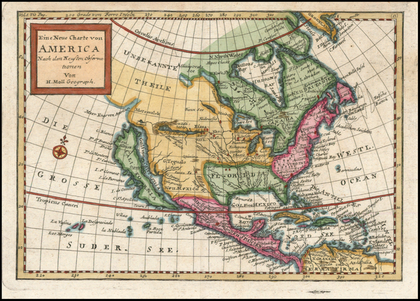 47-North America and California Map By Herman Moll