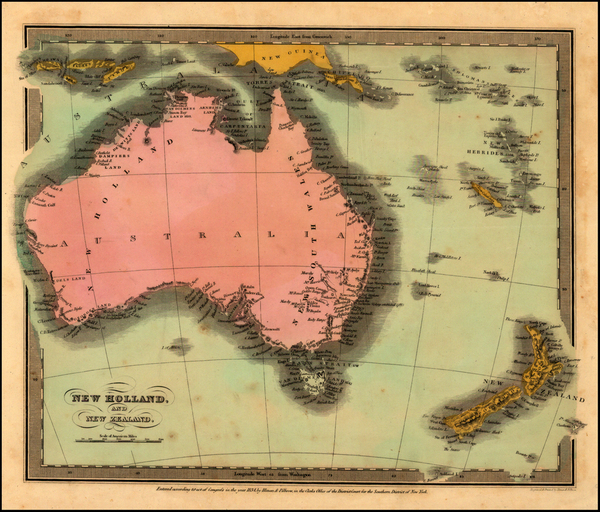 62-Australia and New Zealand Map By David Hugh Burr