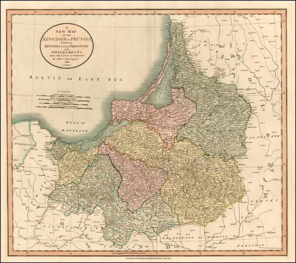 74-Poland, Baltic Countries and Germany Map By John Cary