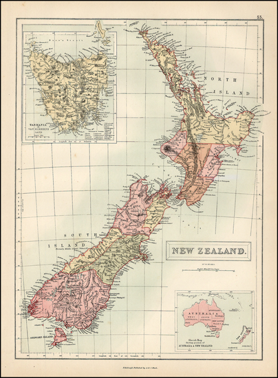 94-Australia & Oceania and New Zealand Map By Adam & Charles Black